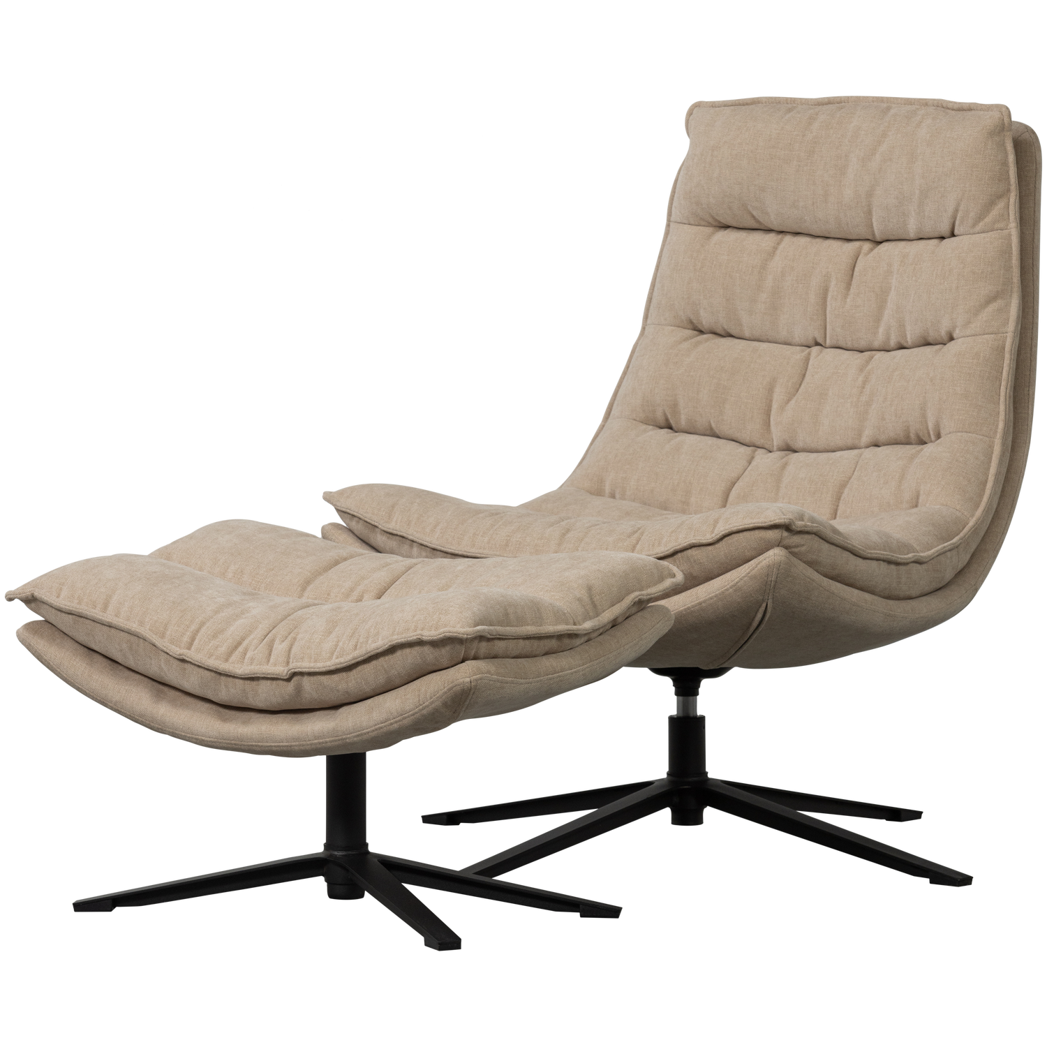 KUBE SWIVEL ARMCHAIR WITH HOCKER NATURAL