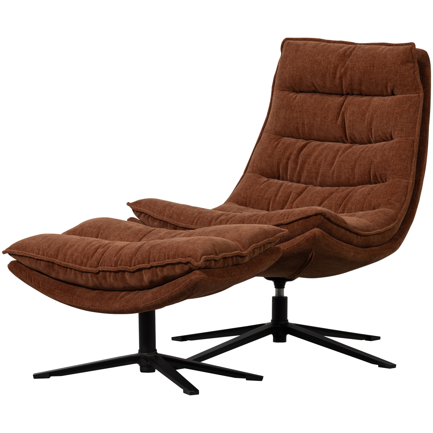 KUBE SWIVEL ARMCHAIR WITH HOCKER BROWN