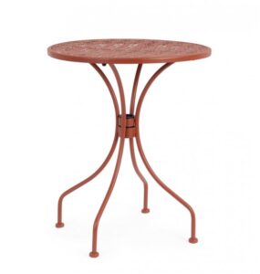 BIZZOTTO Kulatý zahradní kovový stůl LIZETTE cihlový ø60 cm