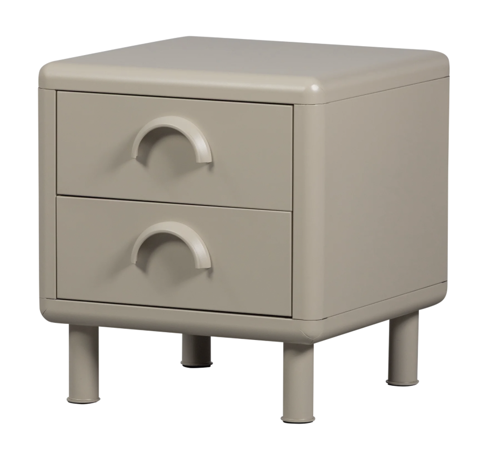 WOOOD Noční stolek RUNE se dvěma šuplíky krémový