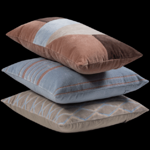 LAON CUSHIONS VELVET NATURAL/BLUE - SET OF 3