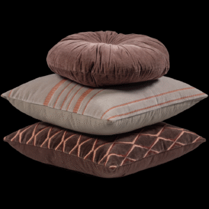 AZIZ CUSHIONS VELVET BROWN/NATURAL - SET OF 3