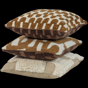 FAYDEN CUSHIONS CHENILLE BROWN/NATURAL - SET OF 3