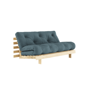 KARUP DESIGN Petrolejově modrá rozkládací pohovka ROOTS s konstrukcí ze světlého dřeva 160x200 cm