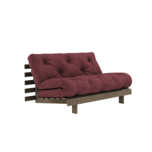 KARUP DESIGN Vínová rozkládací pohovka ROOTS s konstrukcí z tmavě hnědého dřeva 140x200 cm