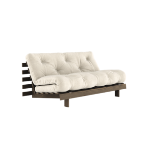 KARUP DESIGN Lněná rozkládací pohovka ROOTS s konstrukcí z tmavě hnědého dřeva 160x200 cm