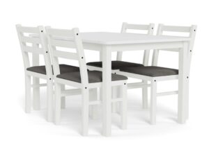 ACTONA Jídelní set stolu a čtyř židlí ALICANTE bílý 110x70 cm