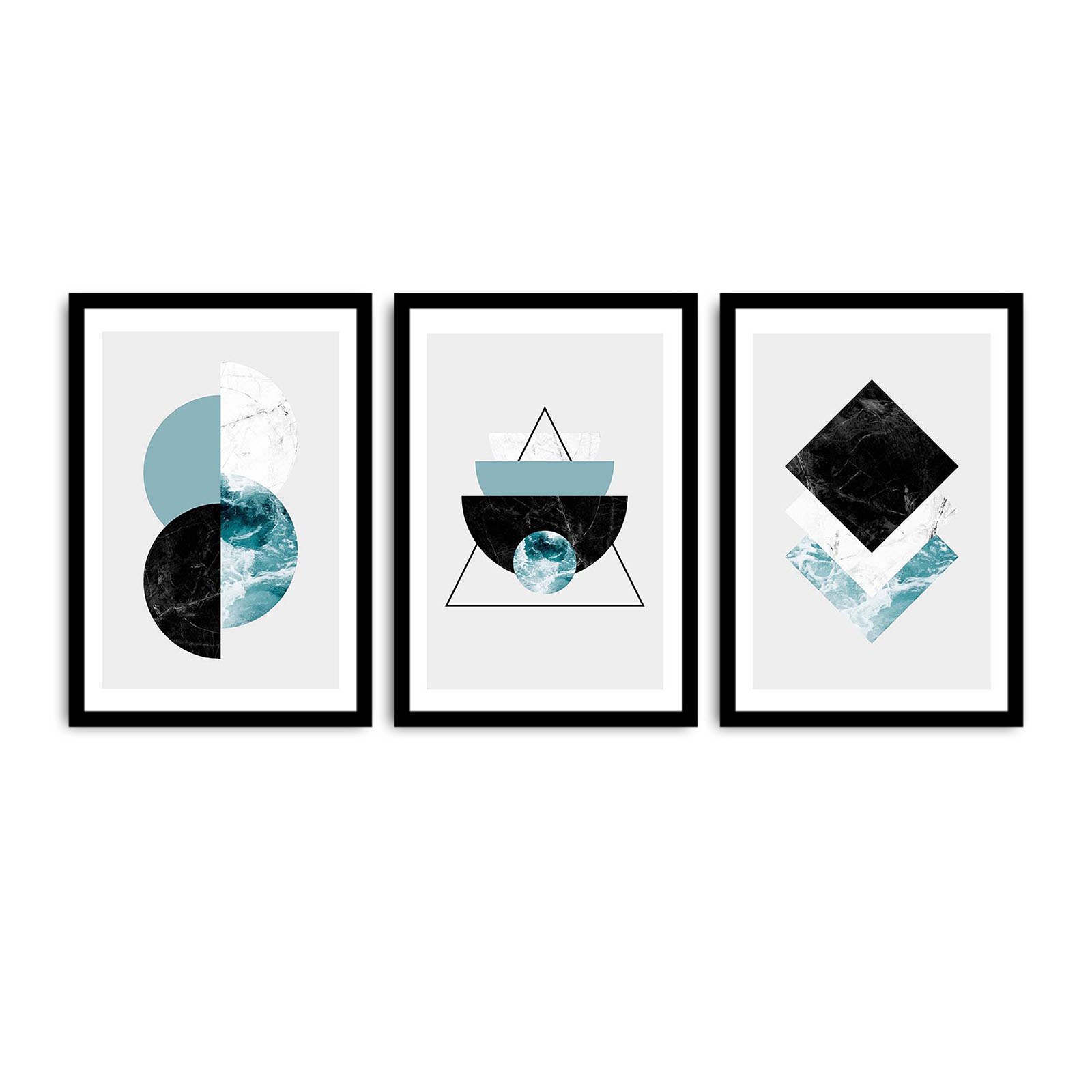 Kalune design Set 3 obrazů v černém rámu GEOMETRY